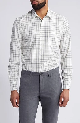 Nordstrom Trim Fit Grid Stretch Button-Up Shirt White- Black Plaid at Nordstrom,