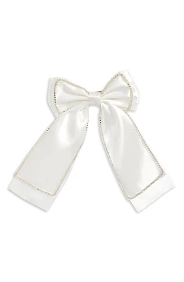 BP. Large Imitation Pearl Trim Satin Bow Barrette in White at Nordstrom