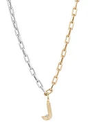 Adina Reyter Two-Tone Paper Cip Chain Diamond Initial Pendant Necklace in Yellow Gold - J at Nordstrom, Size 16