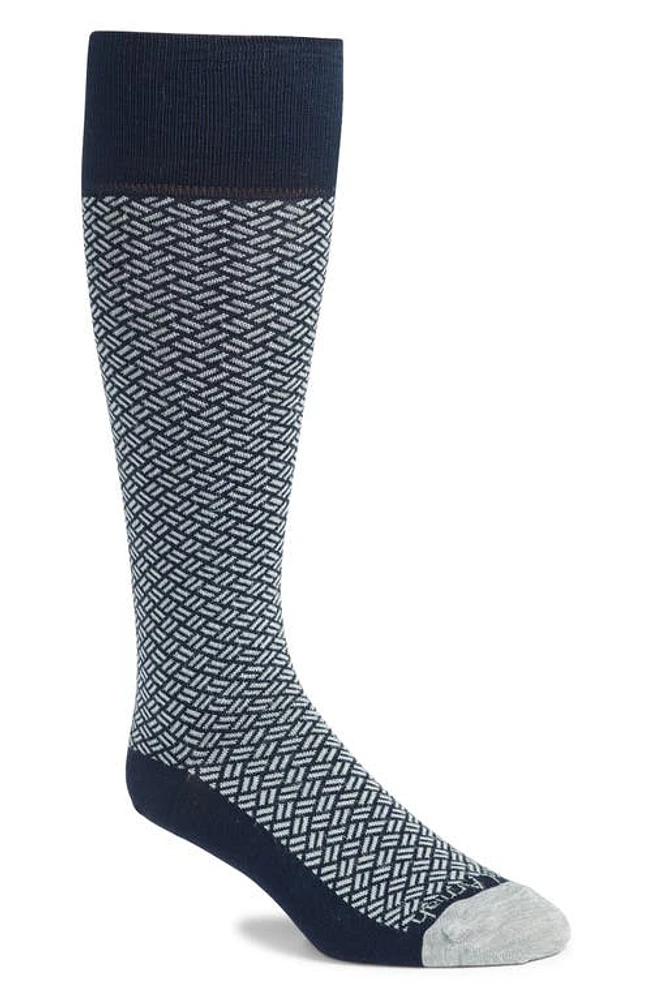 EDWARD ARMAH Basket Weave Dress Socks in Navy at Nordstrom