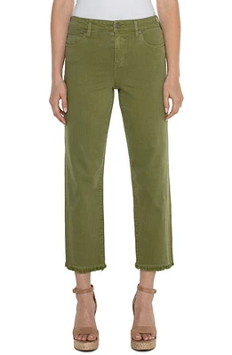 Liverpool Los Angeles Kennedy Frayed Crop Straight Leg Jeans Eucalyptus at Nordstrom