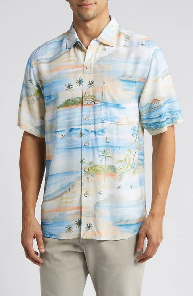 Tommy Bahama Veracruz Cay Isle Vista Short Sleeve Button-Up Shirt Bon Voyage at Nordstrom,