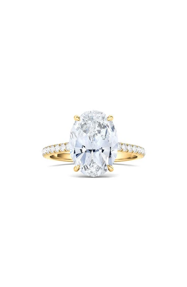 HauteCarat Oval Cut & Pavé Lab Created Diamond 18K Gold Ring in 18K Gold at Nordstrom