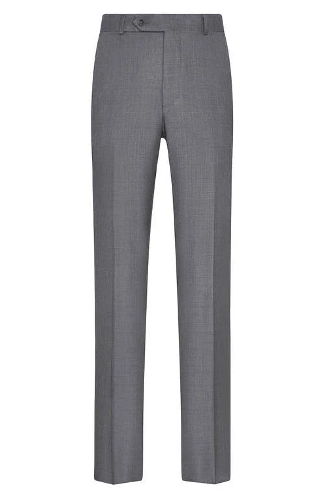 Samuelsohn Flat Front Super 130s Wool Pants in Mid Grey at Nordstrom, Size 34