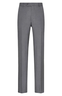 Samuelsohn Flat Front Super 130s Wool Pants in Mid Grey at Nordstrom, Size 34