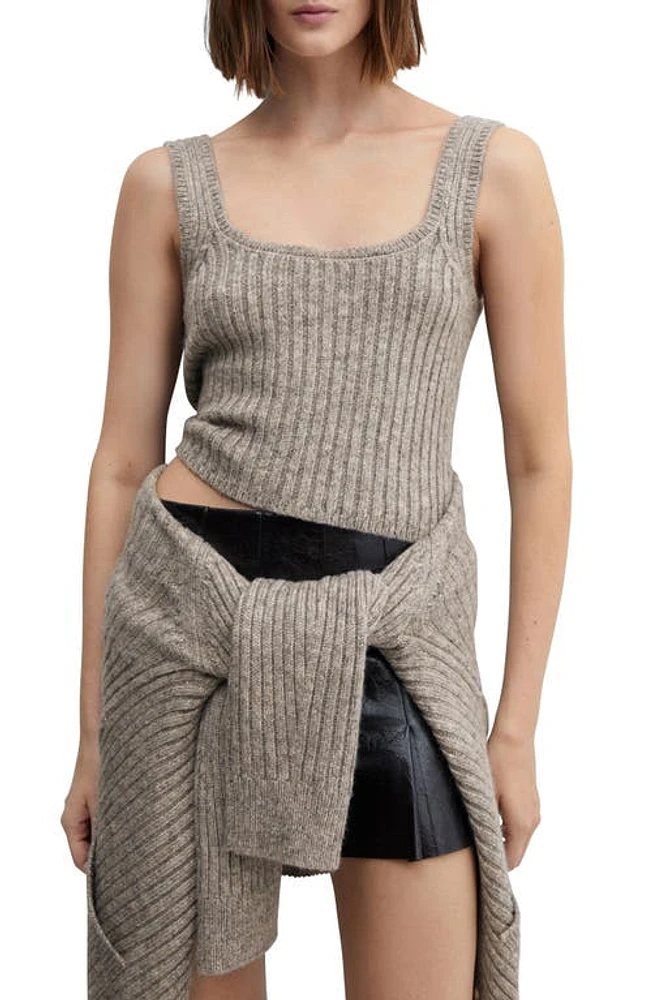 MANGO Marions Rib Tank Grey at Nordstrom,