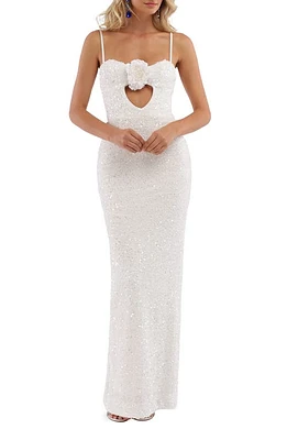 HELSI Lyla Sequin Cutout Gown White at Nordstrom,