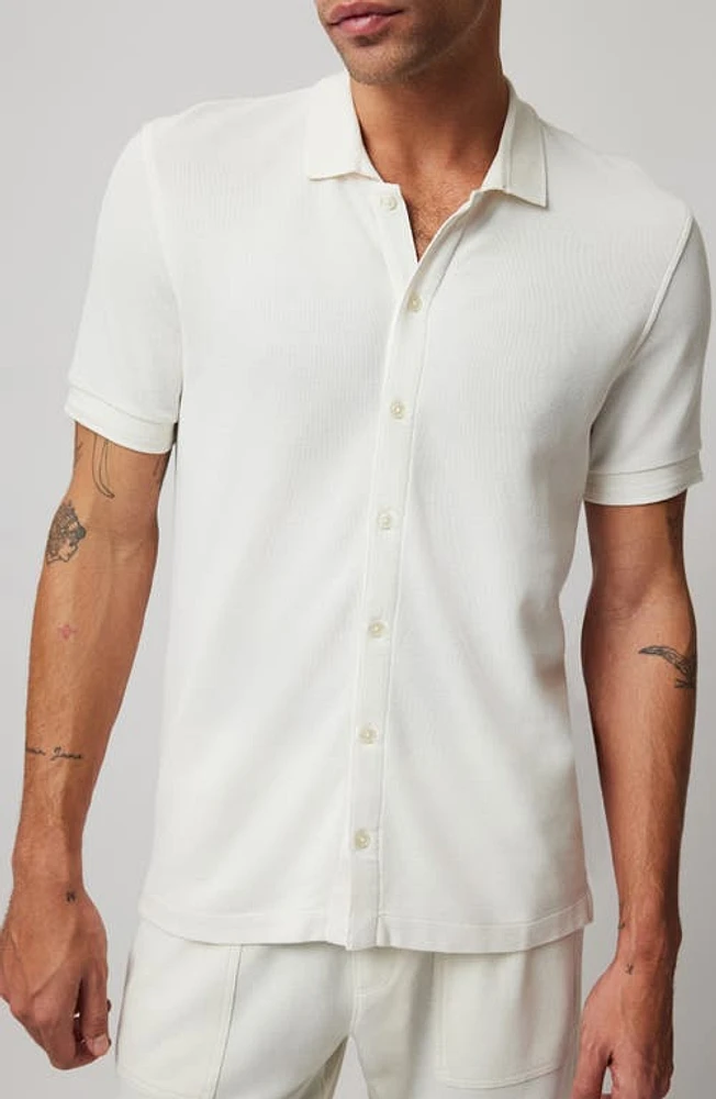 ATM Anthony Thomas Melillo Cotton Piqué Short Sleeve Button-Up Shirt in Chalk at Nordstrom, Size Xx-Large