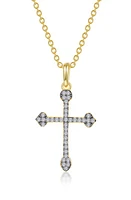 Lafonn Pavé Simulated Diamond Cross Pendant Necklace in White at Nordstrom, Size 20