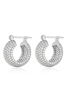 Luv AJ The Pavé Royale Hoop Earrings in Silver at Nordstrom