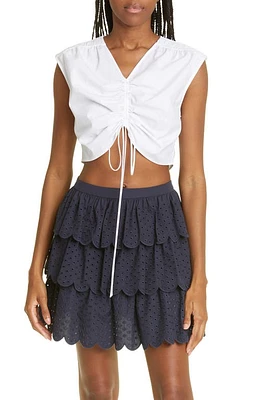 JASON WU Drawstring Crop Top in White at Nordstrom, Size 14