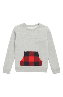 Tucker + Tate Plaid Pocket Sweatshirt in Grey Medium Heather at Nordstrom, Size 3T