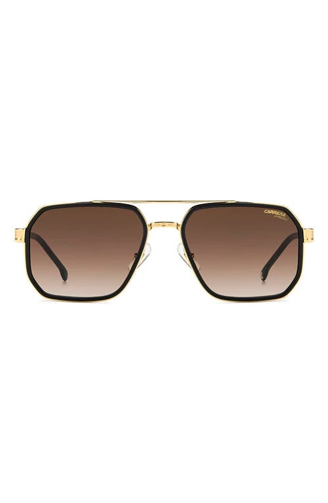 Carrera Eyewear 58mm Gradient Rectangular Sunglasses in Matte Black Gold/Brown Shaded at Nordstrom