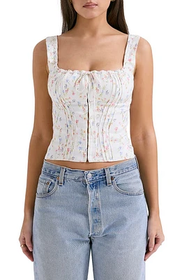 HOUSE OF CB Chicca Square Neck Corset Top Print at Nordstrom,