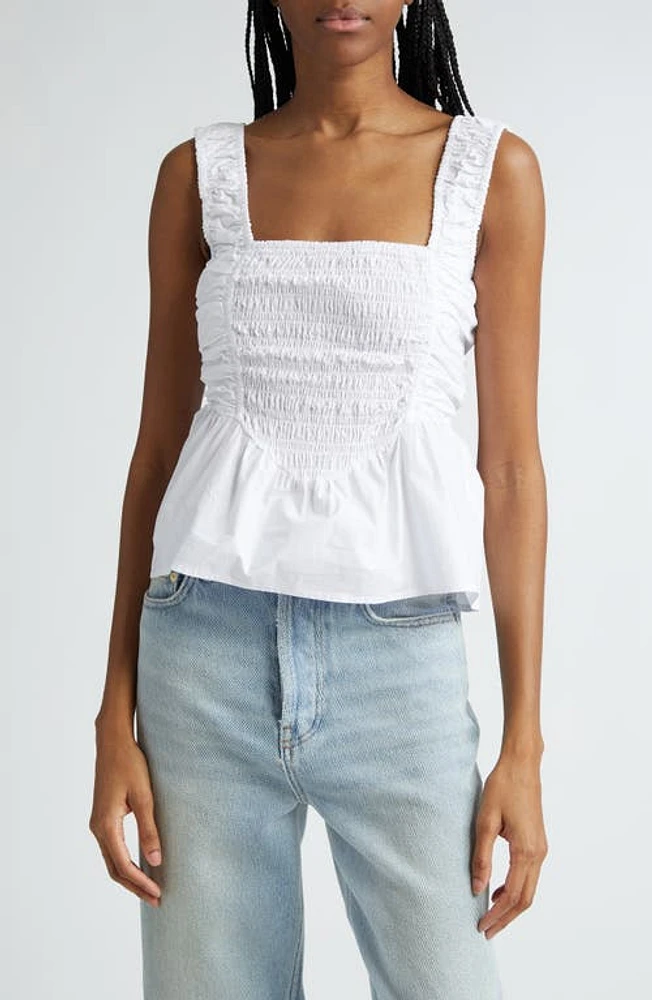 Ganni Organic Cotton Poplin Sleeveless Top Bright White at Nordstrom, Us