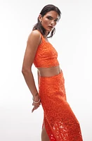 Topshop Lace Crop Top Orange at Nordstrom, Us