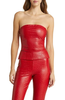 Naked Wardrobe The Crocodile Collection Croc Embossed Faux Leather Tube Top at Nordstrom,