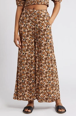 Rip Curl Sea of Dreams Floral Print Wide Leg Pants Brown at Nordstrom,