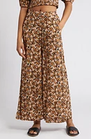 Rip Curl Sea of Dreams Floral Print Wide Leg Pants Brown at Nordstrom,