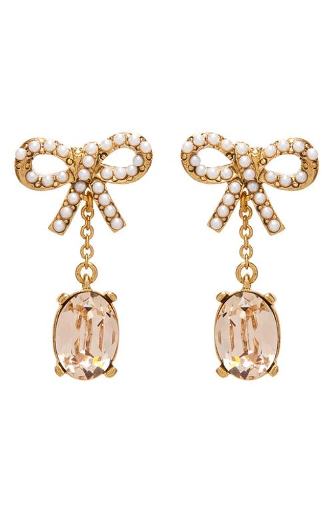 Oscar de la Renta Lil' Bobbi Crystal & Imitation Pearl Drop Earrings in Rose at Nordstrom