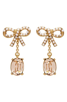 Oscar de la Renta Lil' Bobbi Crystal & Imitation Pearl Drop Earrings in Rose at Nordstrom