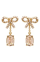 Oscar de la Renta Lil' Bobbi Crystal & Imitation Pearl Drop Earrings in Rose at Nordstrom