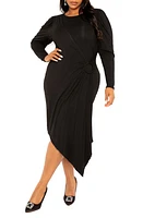 BUXOM COUTURE Asymmetric Long Sleeve Dress at Nordstrom, X