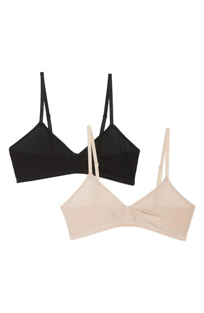 On Gossamer Next to Nothing 2-Pack Bralettes Champ/blk at Nordstrom,