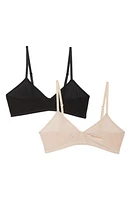 On Gossamer Next to Nothing 2-Pack Bralettes Champ/blk at Nordstrom,