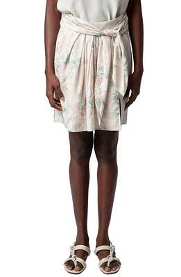 Zadig & Voltaire Joji Floral Jacquard Tie Waist Silk Skirt Mastic at Nordstrom, Us