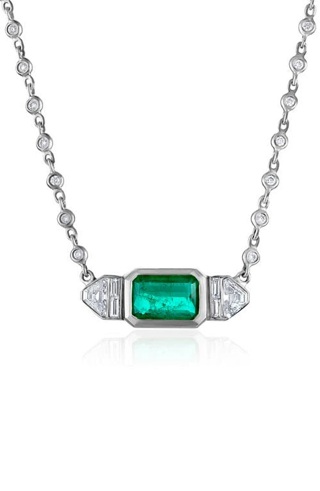 Mindi Mond Emerald Shield Pendant Necklace in Platinum/Diamond/Emerald at Nordstrom