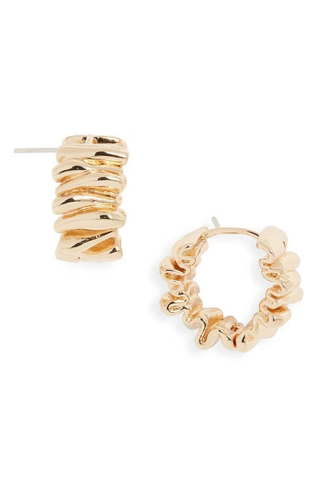 Open Edit Crinkly Hoop Earrings in Gold at Nordstrom