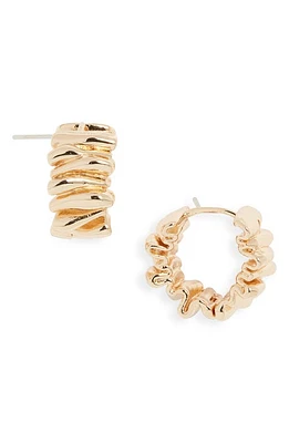 Open Edit Crinkly Hoop Earrings in Gold at Nordstrom