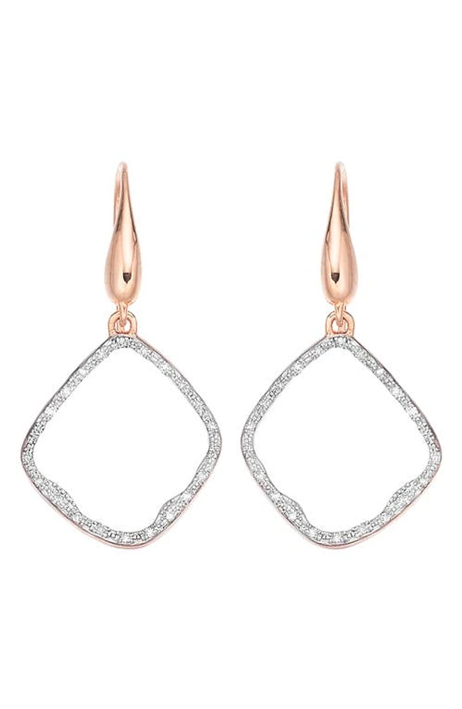 Monica Vinader Riva Diamond Hoop Drop Earrings in Rose Gold at Nordstrom