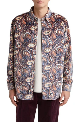 Drôle de Monsieur Velours Paisley Button-Down Shirt in Multicolor at Nordstrom, Size Large