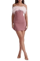 HOUSE OF CB Alexa Feather Strapless Minidress Warm Pink at Nordstrom,