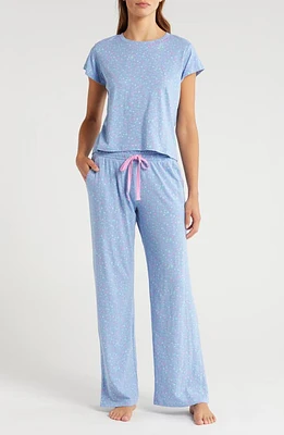 PJ Salvage Star Gazer Slub Jersey Pajamas Denim at Nordstrom,