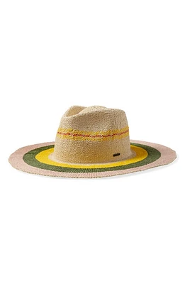 Brixton Pauma Straw Fedora Natural/soft Pink/olive/yellow at Nordstrom,