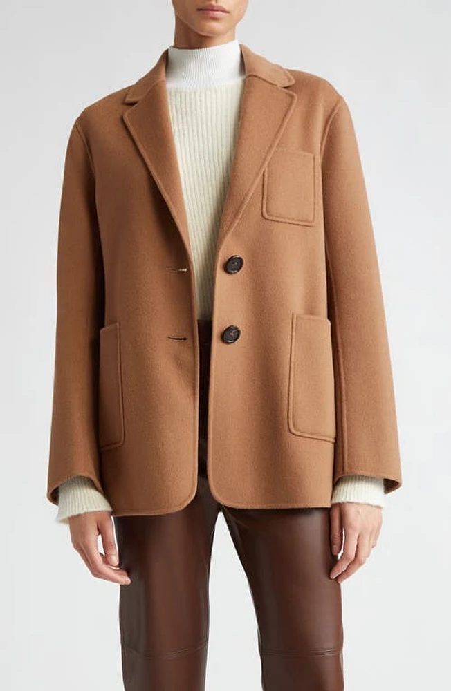 Max Mara Angela Relaxed Double Face Wool Blazer Caramel at Nordstrom,