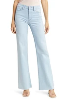 PAIGE Leenah High Waist Raw Hem Wide Leg Ankle Jeans Indigo Glitz Coating at Nordstrom,