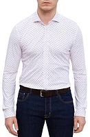 Emanuel Berg 4Flex Modern Fit Floral Knit Button-Up Shirt Bright Pink at Nordstrom,