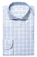 Eton Contemporary Fit Mélange Check Dress Shirt Light Pastel Blue at Nordstrom,