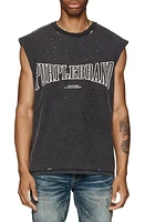 PURPLE BRAND Distressed Sleeveless Graphic T-Shirt Black at Nordstrom,