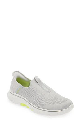 SKECHERS Go Walk Slip-On Sneaker in Gray/Yellow at Nordstrom, Size 12.5