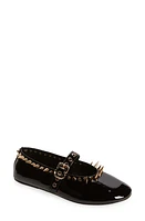 Jeffrey Campbell Dancer Spike Mary Jane Flat Black Crinkle Patent Gold at Nordstrom,