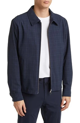 BOSS Hanry Wing Windowpane Plaid Jacket Dark Blue at Nordstrom,