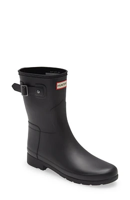 Hunter Original Refined Short Rain Boot Black/Black at Nordstrom,