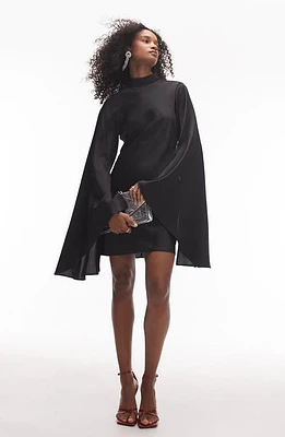 Topshop Long Bell Sleeve Minidress Black at Nordstrom, Us