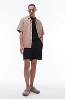 Topman Plissé Drawstring Shorts Black at Nordstrom,