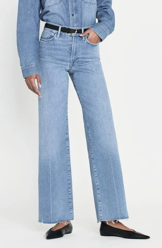 FRAME Le Slim Raw Fray Hem Palazzo Jeans Clearwater at Nordstrom,